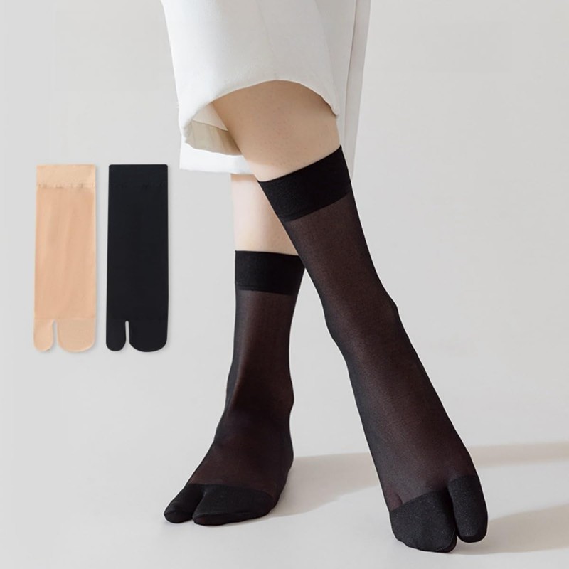 Weuiean SSEW-94 Women's Two-Toe Socks, 5 Pairs Stockings, Ankle-Length Socks,