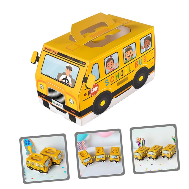 LABRIMP Festive Back to School Candy Holder Bus Theme Paper