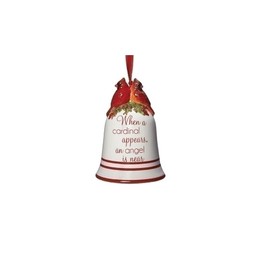 Roman Cardinal with Sentiment Bell Onament, 9-inch Length, Ceramic, Christmas, Home Décor, Holiday Tradition