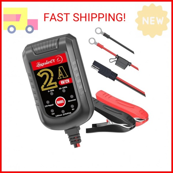 LEICESTERCN 2A Trickle Battery Charger Automatic Maintainer 6V 12V Smart