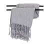 Fennco Styles Gray Classic Woven Throw Blanket with Tassels –