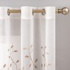 MIULEE 2 Panels Brown Leaves Embroidered Sheer Window Curtains Beautiful