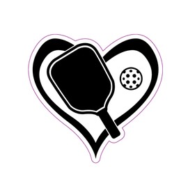 Wickedgoodz Pickleball Heart Vinyl Decal - Pickle Ball Bumper Sticker - for Laptops Tumblers Windows Cars Trucks Walls