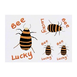 4 x 'Bee Lucky Bee' Temporary Tattoos - Water Resistant, Skin-Safe, Non-Toxic Transfers, Mixed Sizes (TO00073824)