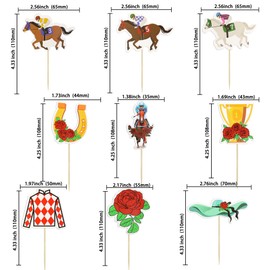Gyufise 36Pcs Horse Cupcake Toppers Animal Decorations Clothing Jockey Horse Racing Derby Toothpicks Run for The Rose Cupcake Toppers Party Supplies