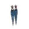 Blue Long Tassel Dangle Earrings for Women Blue Long Crystal