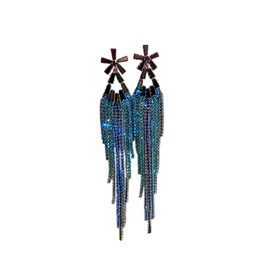Blue Long Tassel Dangle Earrings for Women Blue Long Crystal Threader Earrings Chain Drop Earrings for women(D)