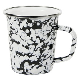 Golden Rabbit Enamelware - Black Swirl Pattern - 16 Ounce Latte Mug