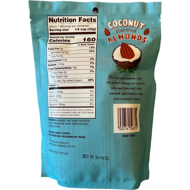 Trader Joe's Coconut Flavored Almonds (Pack of 2)