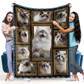 Ragdoll Cat Blanket Gifts for Women Men, Cozy Fuzzy Soft Throw Blanket for Couch Bed Travel Lightweight Plush Flannel Fleece Blankets and Throws for Sofa Chair Camping Car, Twin Size 60" X 80"