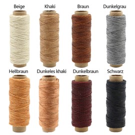 ShipeeKin Sewing Thread 240 Metres 150D Leather Sewing Waxed Thread for Leather Crafts DIY 0.8 mm Diameter 8 Colours Each of 30 Metres