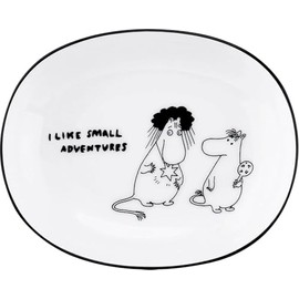 Moomin MM9403-326 Cecera Inglaze, Breakfast, Oval Plate, Bread Plate, Salad Plate, Approx. 5.5 x 4.7 x 1.2 inches (14 x 12 x 3 cm), 80th Anniversary, Craft, Art, Monotone, Necklace, White, Made in