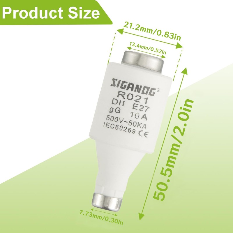 SIGANDG 10A DII E27 R021 Spiral Ceramic Fuses gG Diazed