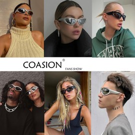 COASION Wrap Around Fashion Sunglasses Oval Dark Vintage Sun Glasses for Men Women Outdoor Sport Shades UV400 Eyeglasses (Matte Black/Grey)