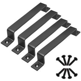 Li-TianFeng 6.42" Barn Door Handles - Gate Pulls for Wooden Fences Shed Garage Sliding Door - Pull Handle Rustic Farmhouse Industrial Style - Outdoor Indoor Exterior and Interior Pulls - Black 4pcs