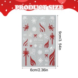 Christmas Nail Stickers Decals for Women Girls, 4 Sheets with 100+ 3D Matte Red Ribbon, Gift Bow, Santa Hat & Snowflake Designs - Self-Adhesive Holiday Nail Art for Festive Manicures