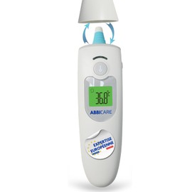 ABBICARE™ Infrarot Stirn- & Ohrthermometer – 1 Sekunde Genauigkeit, Babymodus, berührungslos, mit Tasche – medizinische Verwendung für Erwachsene und Kinder