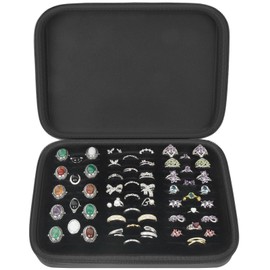 GWCASE Ring Organizer Storage Case - Jewelry Ring Display Collector Box with 42 Slots. Rings Tray Holder Showcase Fits for 50+ Rings, Earrings, Brooches and Cufflinks (Box Only)-Dark