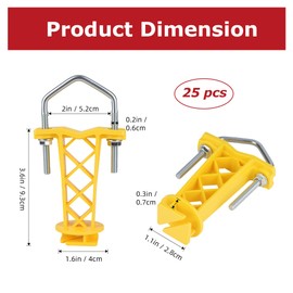 25 Pcs Tube Post Insulator, Electric Chain Link Fence, Extender Insulator, T Post Insulators for Electric Fence Wire for Round Pipe or White Vinyl Picket Fence, Yellow
