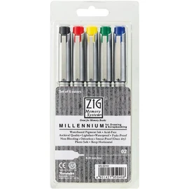 Zig Memory System Millennium 0.3mm Markers 5/Pkg-Assorted Colors