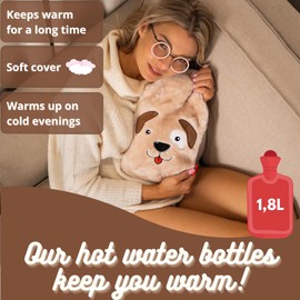 soxo Funny Hot Water Bottle with Cover Gift for Women Men Gifts Funny Hot Water Bottle Dog