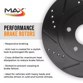 Max Advanced Brakes Rear Drilled Brake Rotors + Pads for 2002-2004 2005 2006 2007 2008 Mini Cooper