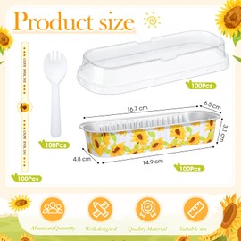 Tioncy 50 Set Mini Sunflower Loaf Pans with Lids Spoons Gifts Bulk