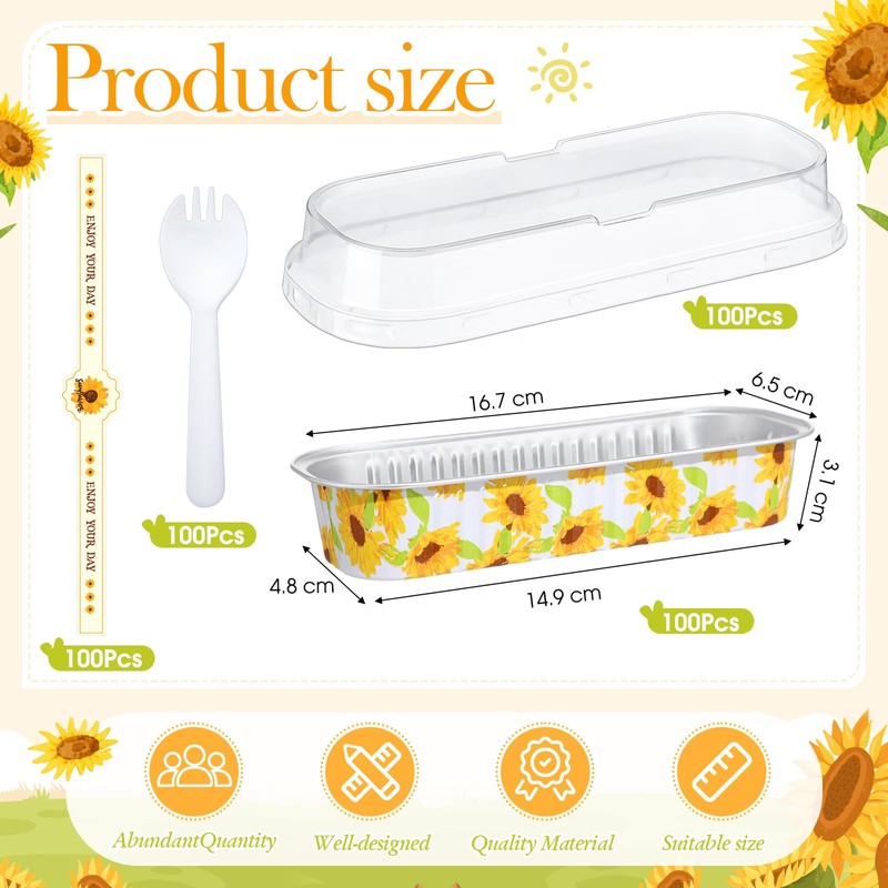 Tioncy 50 Set Mini Sunflower Loaf Pans with Lids Spoons