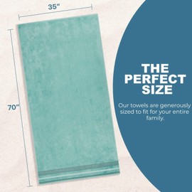 Kaufman - Soft Oversized 35" x 70" Velour Dobby Striped Beach Towels | Absorbent, Quick-Drying | 100% Cotton Thick Beach Towels (Seafoam)