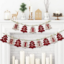 Merry Christmas Banners, Christmas Burlap Banners,Christmas Flags Hanging Decorations, for Christmas Party Decorations Outdoor Indoor