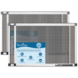 Yoochee Expandable Window Screen, 2 Pack Adjustable Window Screen (15" H x 21" - 40" W) - Medium Replacement Window Screens with Frame, Durable Replacement Screen for Window