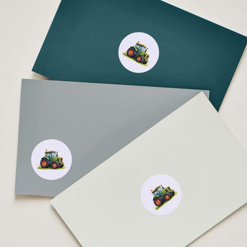 24 x 40mm Round 'Green Tractor' Stickers (SK00069530)
