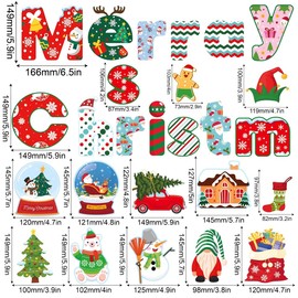 CGVG Pack of 83 Christmas Wall Stickers, Christmas Decoration, Wall Pictures, Window Pictures, Christmas Wall Decoration, Party Decoration, Door Decoration (Red)