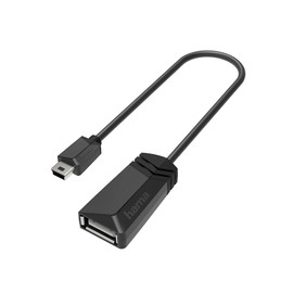 Hama USB OTG Adapter, Mini USB Male - USB A Female (Adapter for Connecting Mini USB Devices such as Tablet to Printer, Mini USB to USB Adapter with Data Transfer 480 Mbps, USB 2.0)