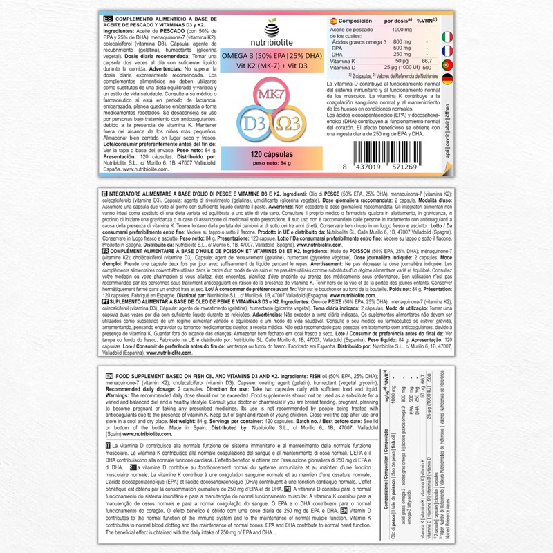 Omega 3 D3 K2 - Extra Concentrated Fish Oil with