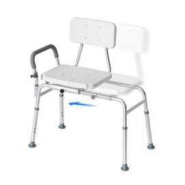 Loyoda Tub Transfer Bench and Sliding Bathtub Shower Chair for Inside Shower Chair for Elderly and Disabled,Adjustable Seat Height, Holds Weight up to 350 Lbs, Bath and Shower Safety, Transfer Bench