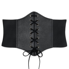 Black Corset Belt for Women Elastic Waist Belt for Dresses Lace up Tied XXL