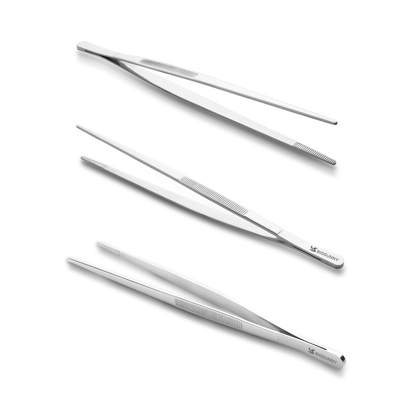 MSY BIGSUNNY 10 Inch Kitchen Food Tweezers Fine Stainless Steel