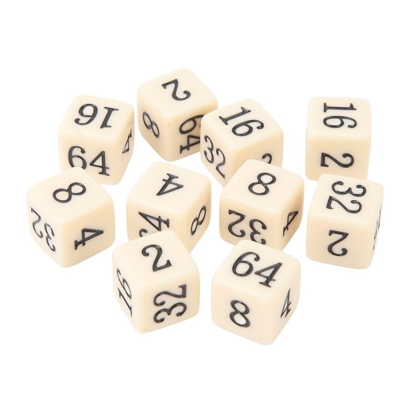 30PCS 6 Sided Number Dice 15.5mm Multiple Of 2 Number