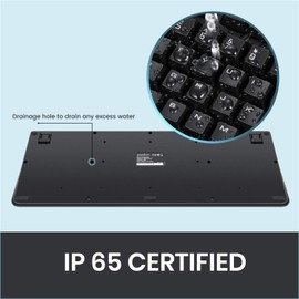 Perixx PERIBOARD-517 Wired Washable USB Keyboard, Certified with IP 65 Level, Black, US English Layout