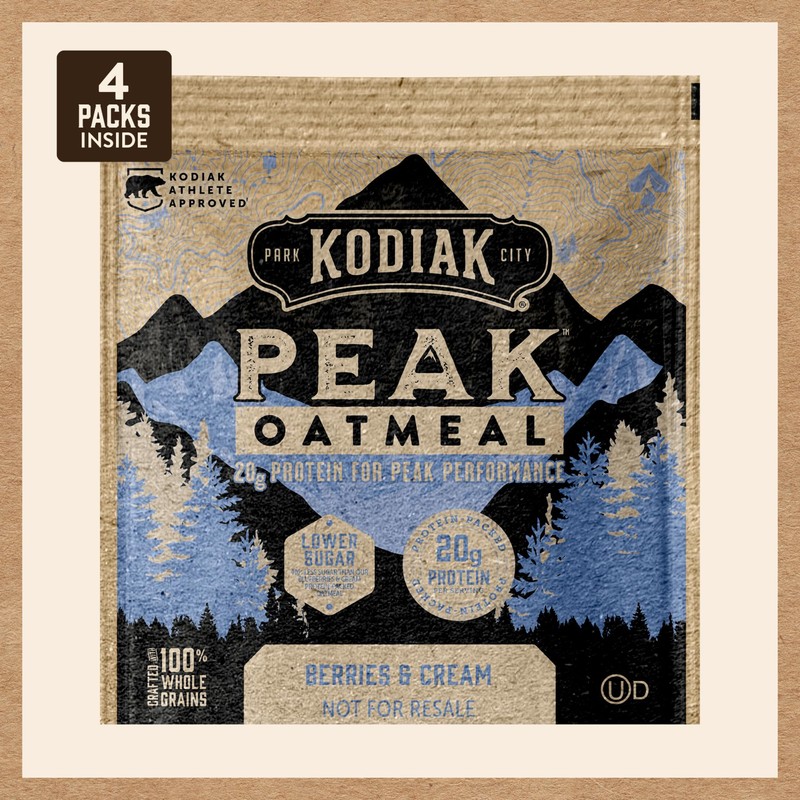 Kodiak Cakes Peak Instant Oatmeal Packets, Berries & Cream, High