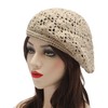 ZLYC Women's Beret Beret Hat, Crochet Beige, Unit size