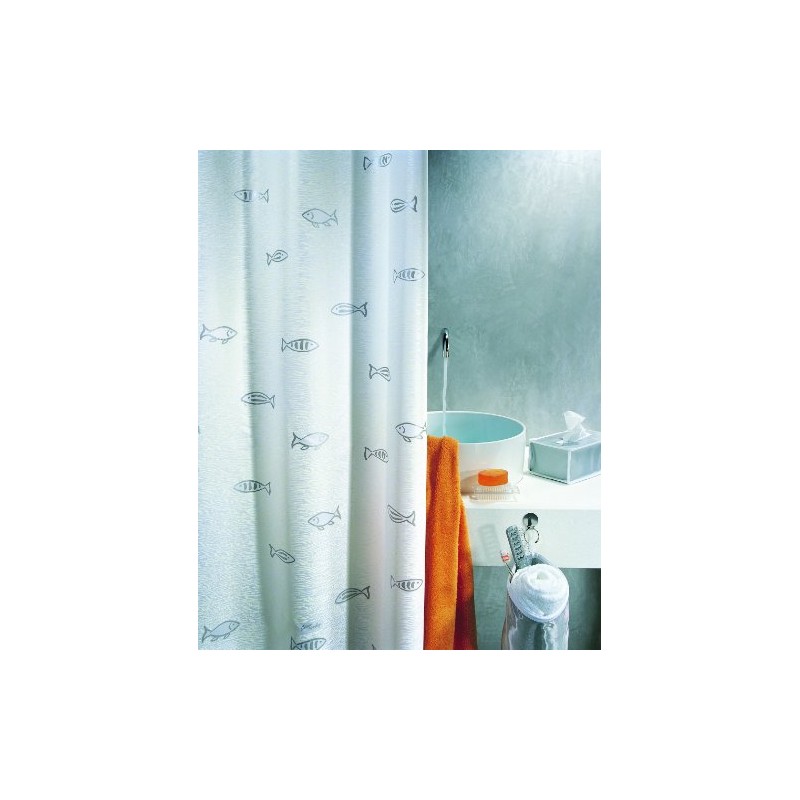 Spirella Kos Silver Metallic Effect Textile Polyester Shower Curtain, 180