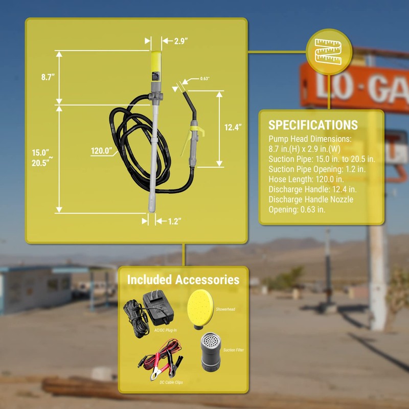 TERA PUMP e85 e15 Electric Liquid Transfer Pump, 10ft Hose,