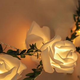 zaoalife 30 LED Rose Flower Lights, Rose Flower String Lights, Flower String Lights Battery Operated, Rose Fairy Lights for Mother's Day Bedroom Wedding Room, Flower Rose Night Lamp