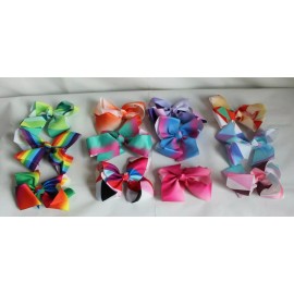 Myamy 12 Grosgrain Ribbon Boutique Hair Bows Alligator Clips Hand Made for Girls NEW