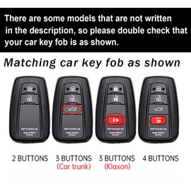 ontto 3-Button Key Fob Cover with Fluorescent Strip Smart Remote Car Key Shell Fit for Toyota Camry CHR Highlander Corolla RAV4 Avalon Land Cruiser Prado Prius 4Runner GT86 2017-up,Black