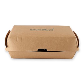 FRANZ MENSCH NatureStar Club Organic Sandwich Boxes, Kraft Paper/PLA, W: 10.7 cm, Brown, L: 20.7 cm, H: 7.9 cm, Kraft Paper Box, Snack Box, Disposable Container, Pack of 200