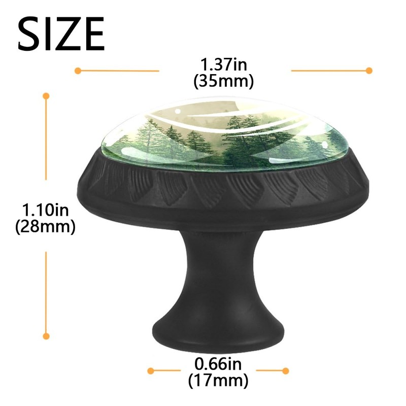 Genhuyiz 4 Pcs Drawer Pulls Green Forest Cabinet Knobs Round