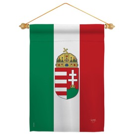 Hungary Garden Flag Set Wood Dowel Regional Nationality Nation International World Country Particular Area Small Decorative Gift Yard House Banner Double-Sided Made In USA 13 X 18.5
